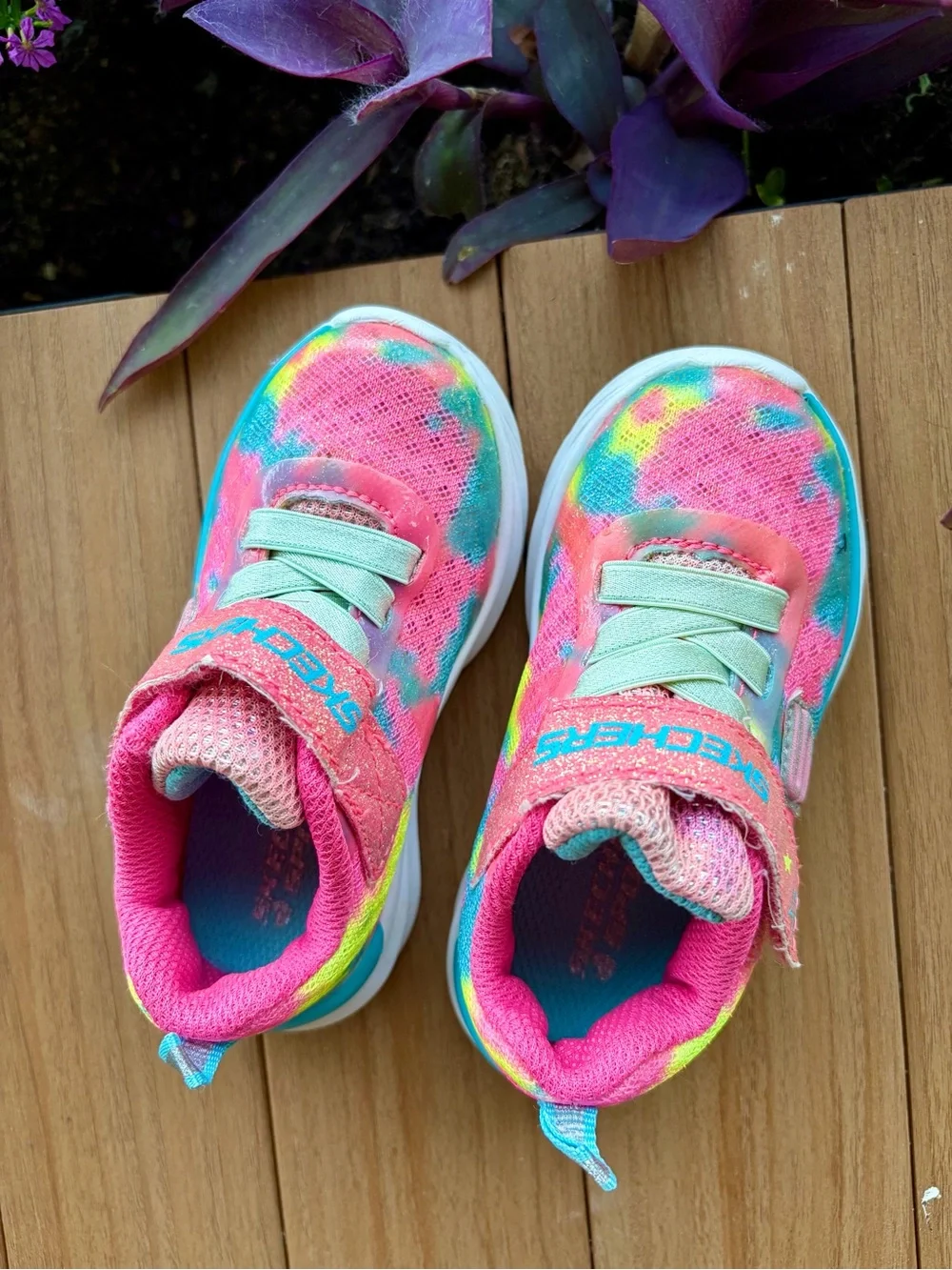 Skechers Kids Multicolor Pink Tie-Dye Hook-and-Loop Sneakers